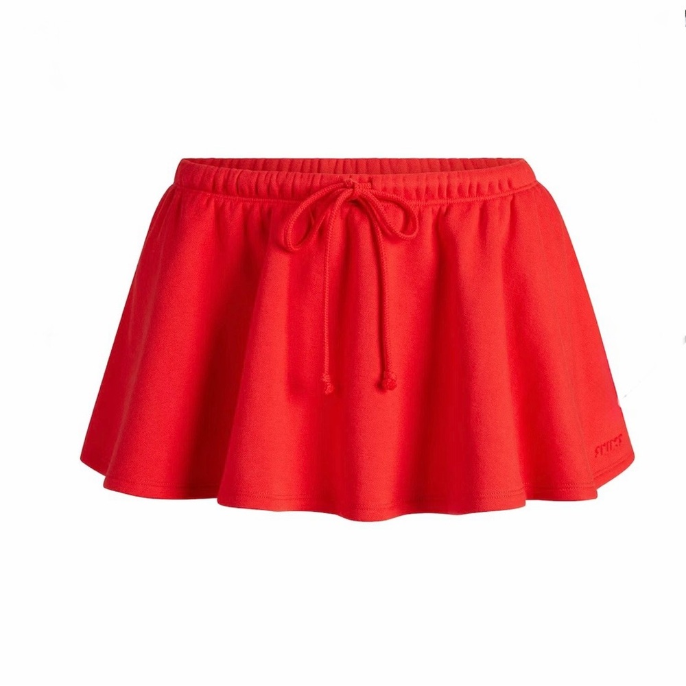 SKIMS Cotton Fleece Mini Skirt Size Medium Ruby Red Style # SK-SKT-9000W